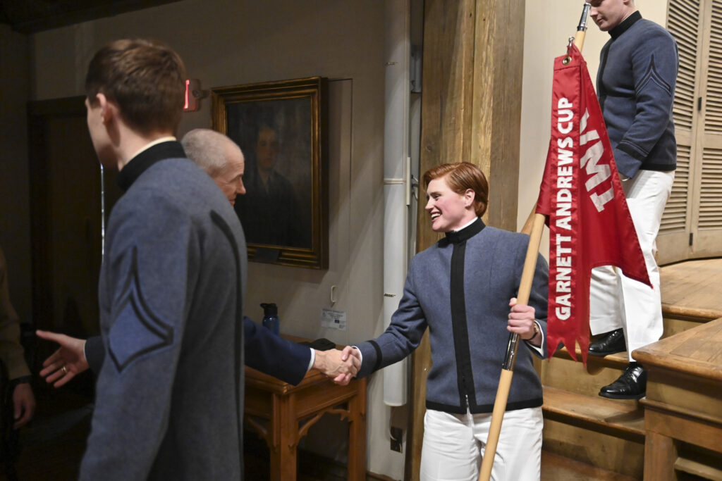 Julia Ward during Virginia Military Institute's 1st Class rank announcements. 