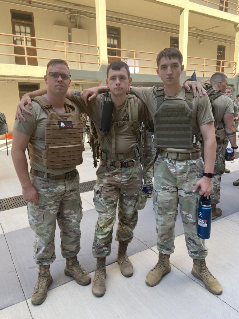 Aiden Carman with his brother rats in barracks at Virginia Military Institute. 