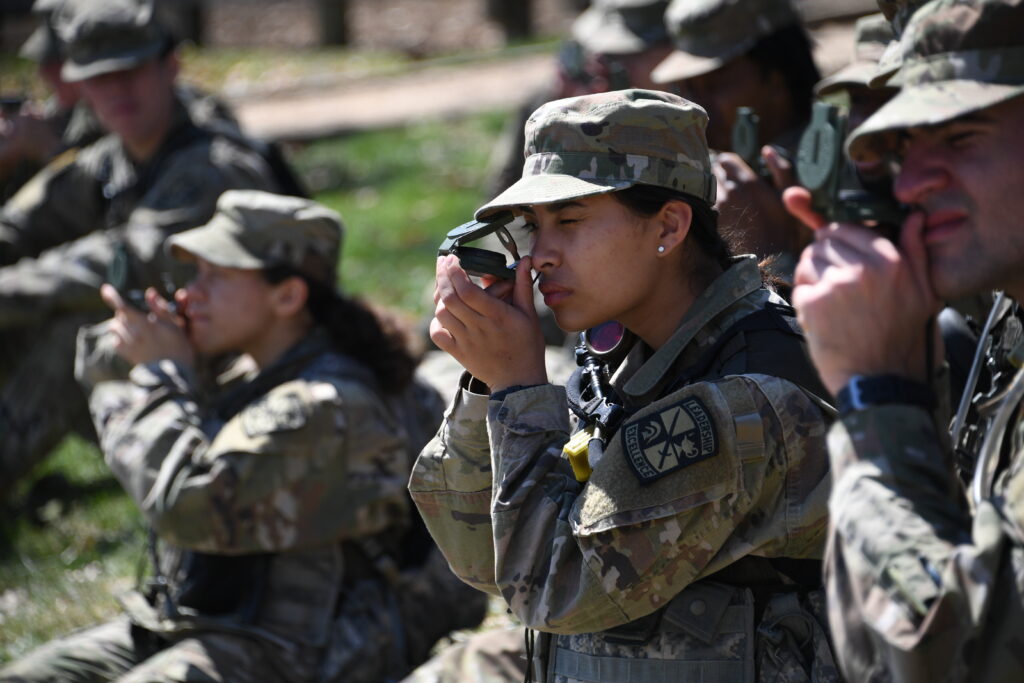 Army ROTC cadets do navigation exercises for Spring FTX.